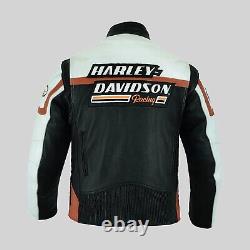 Harley Davidson Men's Raceway Screaming Eagle Real Cowhide Leather Biker Jacket