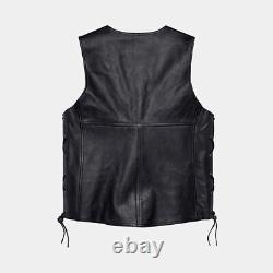 Harley Davidson Men's Real Leather Motorcycle Vest Motorbike HD Leather Vest