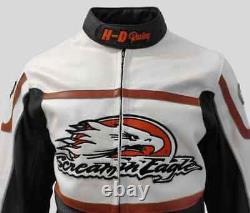 Harley Davidson Men's Screaming Eagle Handmade Genuine Motorcycle Leather Jacket