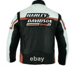 Harley Davidson Men's Screaming Eagle Handmade Genuine Motorcycle Leather Jacket