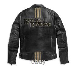 Harley Davidson Men's Triple Vent Motorcycle Real Cowhide Leather Biker Jacket