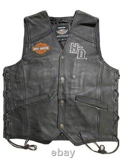 Harley-Davidson Men's Vest Biker Cafe Racer Motorcycle Genuine Cowhide Leather