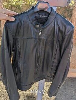 Harley-Davidson Mens L Spoiler leather motorcycle jacket liner black vents