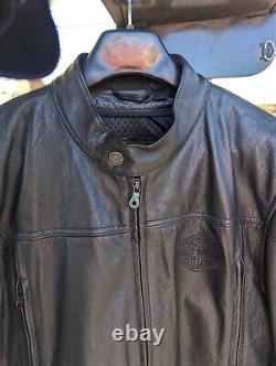 Harley-Davidson Mens L Spoiler leather motorcycle jacket liner black vents