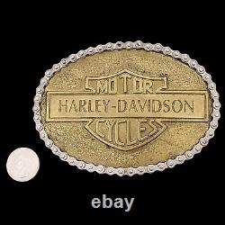 Harley Davidson Motorcycle Chain Solid Brass Vintage Belt Buckle