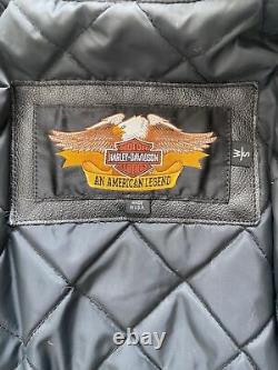 Harley Davidson Motorcycle Vintage Black Leather Fringe Jacket Size Small