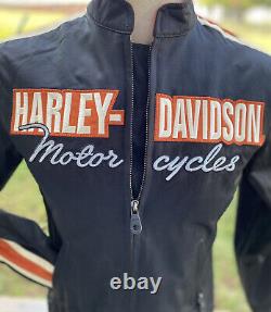 Harley Davidson Motorcycle Women's Riding Jacket Black Orange Size Small