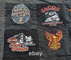 Harley-Davidson Quilted Patchwork Blanket Throw Black HD Motorcycles Blanket