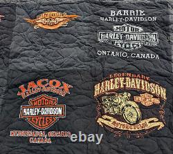 Harley-Davidson Quilted Patchwork Blanket Throw Black HD Motorcycles Blanket