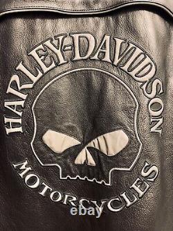 Harley Davidson Reflective Skull Willie G Genuine Leather Motorcycle Jacket 3XL