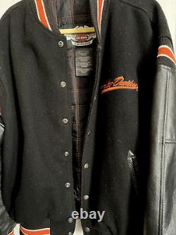 Harley Davidson University Motorcycle Jacket Coat Wool Leather Sleeves Men's XL