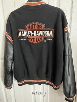Harley Davidson University Motorcycle Jacket Coat Wool Leather Sleeves Men's XL
