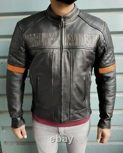 Harley Davidson Vanocker H-D Triple Vent Leather Motorcycle Race Jacket