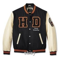 Harley Davidson Varsity Men's Motorcycle Wool Outerwear Leather Jacket