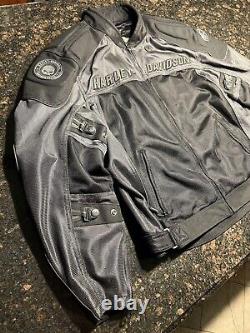 Harley Davidson Willie G Black/Gray Mesh Padded Motorcycle Jacket Size XL