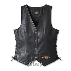 Harley Davidson Women's 120th Anniversary Leather Vest Motorcycle Leather Vest