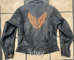 Harley Davidson Women's Black Leather SUNSET Motorcycle Jacket Size Large