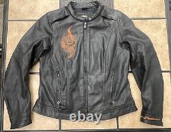 Harley Davidson Women's Black Leather SUNSET Motorcycle Jacket Size Large