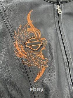 Harley Davidson Women's Black Leather SUNSET Motorcycle Jacket Size Large