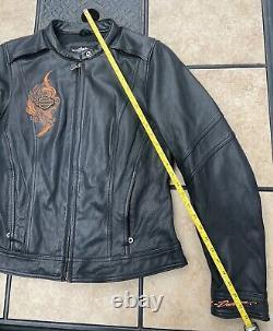 Harley Davidson Women's Black Leather SUNSET Motorcycle Jacket Size Large