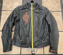 Harley Davidson Women's Black Leather SUNSET Motorcycle Jacket Size Large