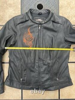 Harley Davidson Women's Black Leather SUNSET Motorcycle Jacket Size Large