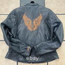 Harley Davidson Women's Black Leather SUNSET Motorcycle Jacket Size Large