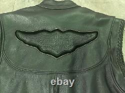 Harley Davidson XS ladies Willie G black leather Jacket Vest Zippers & Tassels