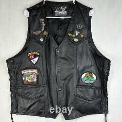 Leather Motorcycle Vest Women's 1x HOG Harley Davidson Pins & Patches Vintage