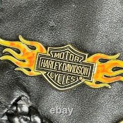 Leather Motorcycle Vest Women's 1x HOG Harley Davidson Pins & Patches Vintage