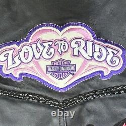 Leather Motorcycle Vest Women's 1x HOG Harley Davidson Pins & Patches Vintage