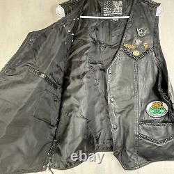 Leather Motorcycle Vest Women's 1x HOG Harley Davidson Pins & Patches Vintage