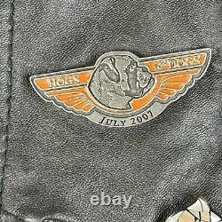 Leather Motorcycle Vest Women's 1x HOG Harley Davidson Pins & Patches Vintage