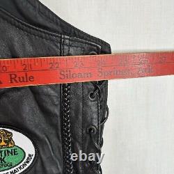 Leather Motorcycle Vest Women's 1x HOG Harley Davidson Pins & Patches Vintage