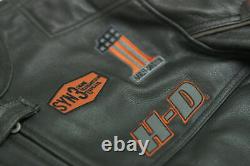 Men Harley Davidson Screaming Eagle Motorcycle Motorbike Cowhide Leather Jacket