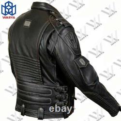 Men Leather Jacket Harley Davidson Motorcycle Jacket Vintage Biker Black Jacket