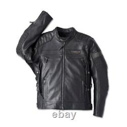 Men's 120th Amalgam Black Cowhide Harley-Davidson Motorcycle Leather Jacket