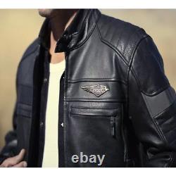 Men's 120th Amalgam Black Cowhide Harley-Davidson Motorcycle Leather Jacket