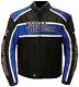 Men's Harley Davidson Classic Blue Cruiser Leather Jacket HD Motorcycle Jacket