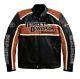 Men's Harley Davidson Cruiser Orange Motorcycle Real Leather Biker Safety Jacket