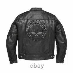 Men's Harley Davidson Motorbike Skull HD Blouson CUIR Motorcycle Leather Jacket