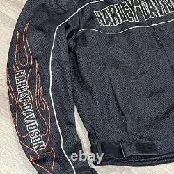 Men's Harley Davidson Motorcycle Large Mesh Logo Riding Jacket Coat EUC Flames