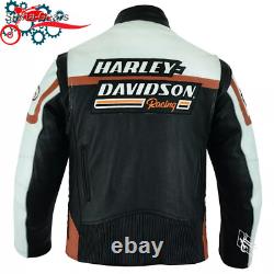 Men's Harley Davidson Raceway Screaming Eagle Motorcycle Leather Biker Jacket