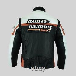 Men's Harley Davidson Raceway Screaming Eagle Motorcycle Leather Biker Jacket