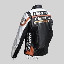 Men's Harley Davidson Raceway Screaming Eagle Motorcycle Leather Biker Jacket