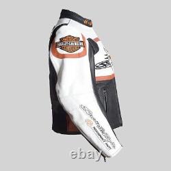 Men's Harley Davidson Raceway Screaming Eagle Motorcycle Leather Biker Jacket