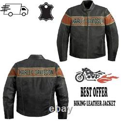Men's Harley Davidson Victory Lane Distressed MOTORCYCLE Leather Jacket