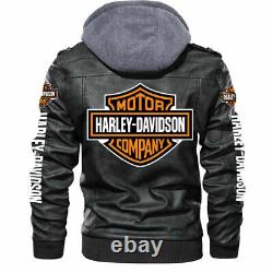 Men's Motorcycle Genuine Cowhide Harley-Davidson Leather Removable Hoodie Jacket