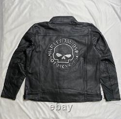 Mens For Harley Davidson BlOUSON CUIR Motorcycle Skull Reflective LeatherJacket