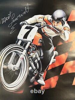 Mert Lawwill Autographed Poster, Dirt Track, Harley Davidson, Motorcycle
